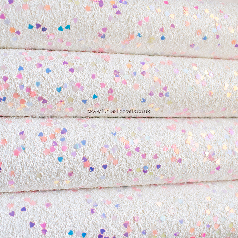 White Spring Fling Chunky Glitter Fabric