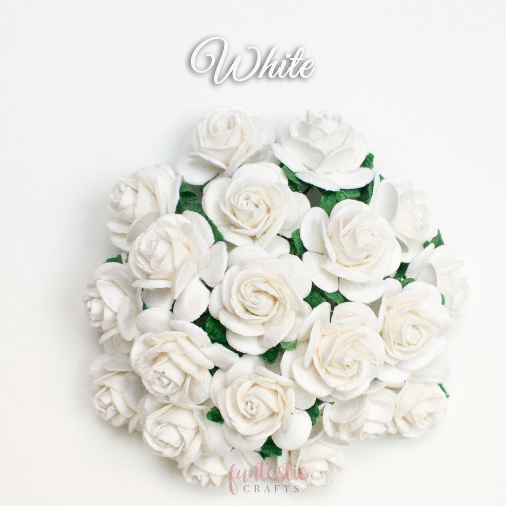 White Mulberry Paper Flowers Open Roses