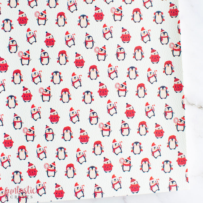 Tiny Penguins Christmas Printed Leatherette