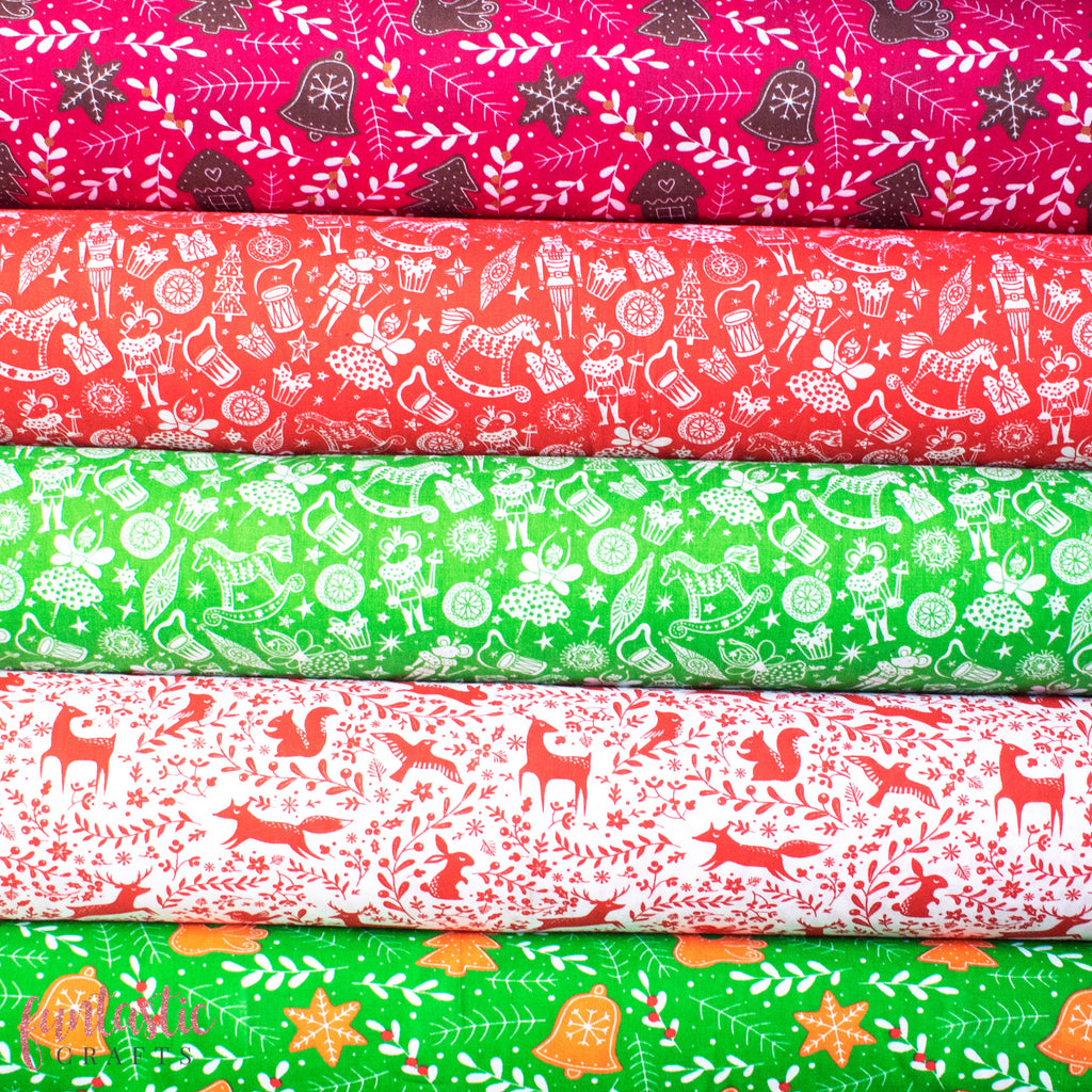 Christmas Polycotton Fabrics - Gingerbread Cookies, Christmas Crackers