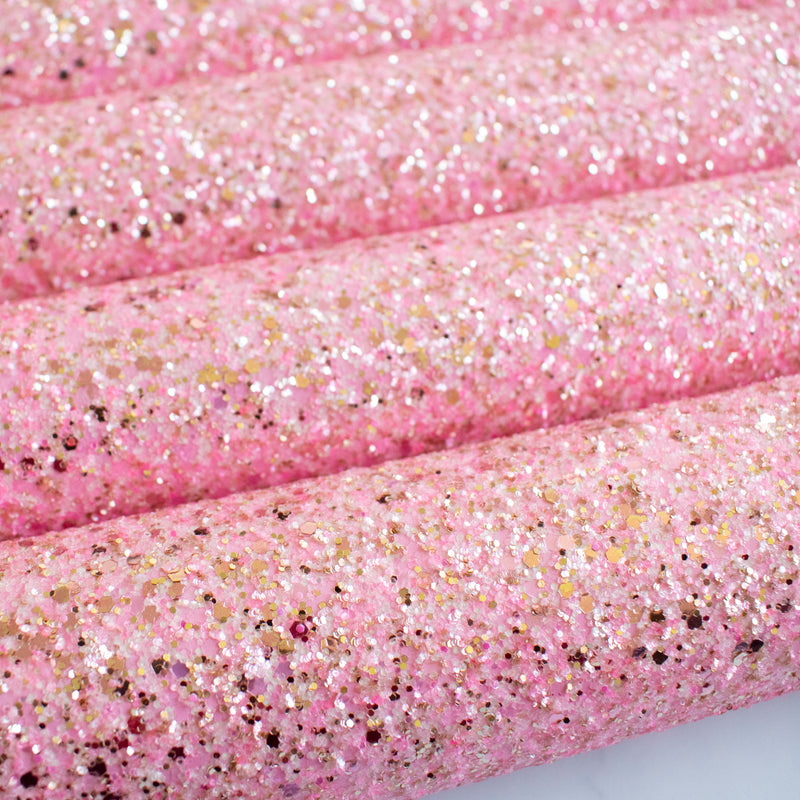 Bubblegum Pink Pastel Dreams Chunky Glitter Fabric