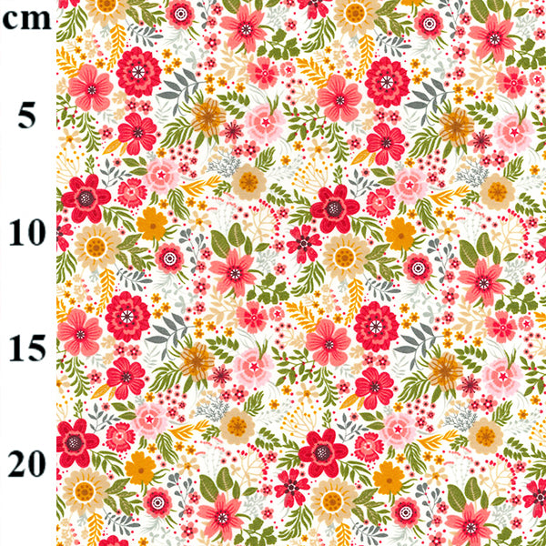 Ivory Olivia Floral - 100% Cotton Fabric by Rose and Hubble