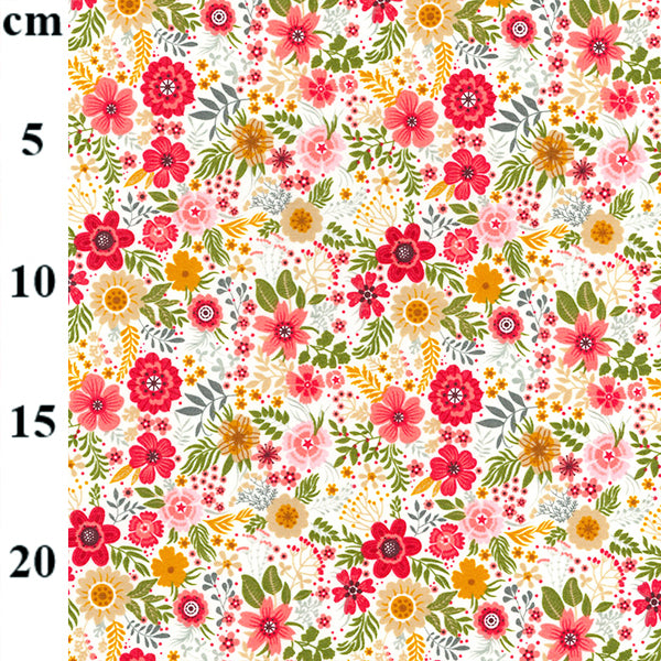 Ivory Olivia Floral - 100% Cotton Fabric by Rose and Hubble