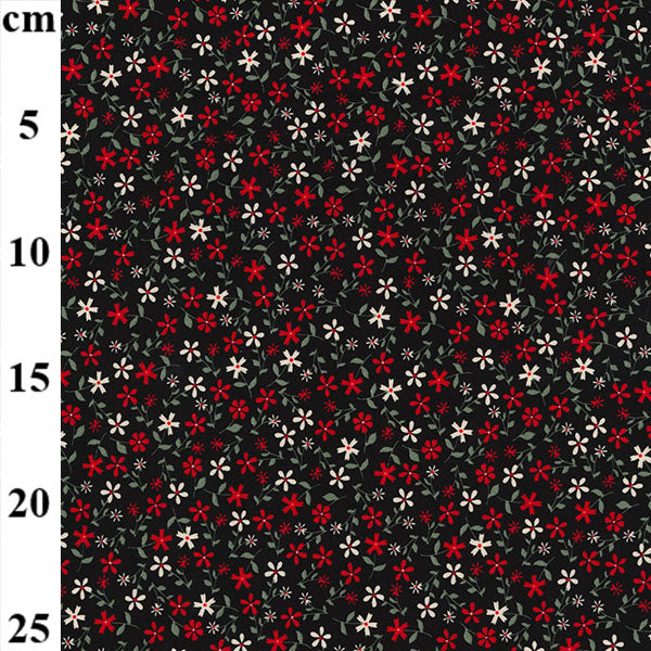 Black Amelia Floral - 100% Cotton Fabric by Rose and Hubble