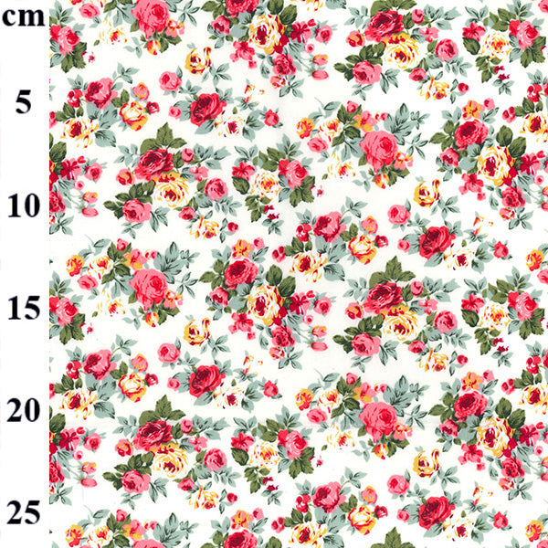 Ivory Bella Floral - 100% Cotton Fabric by Rose and Hubble