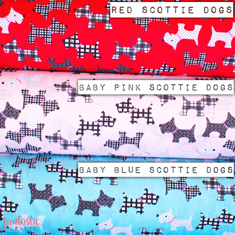 Cute Scottie Dogs Polycotton Fabric