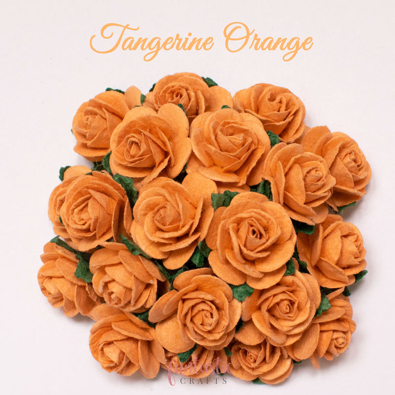 Tangerine Orange Mulberry Paper Flowers Open Roses