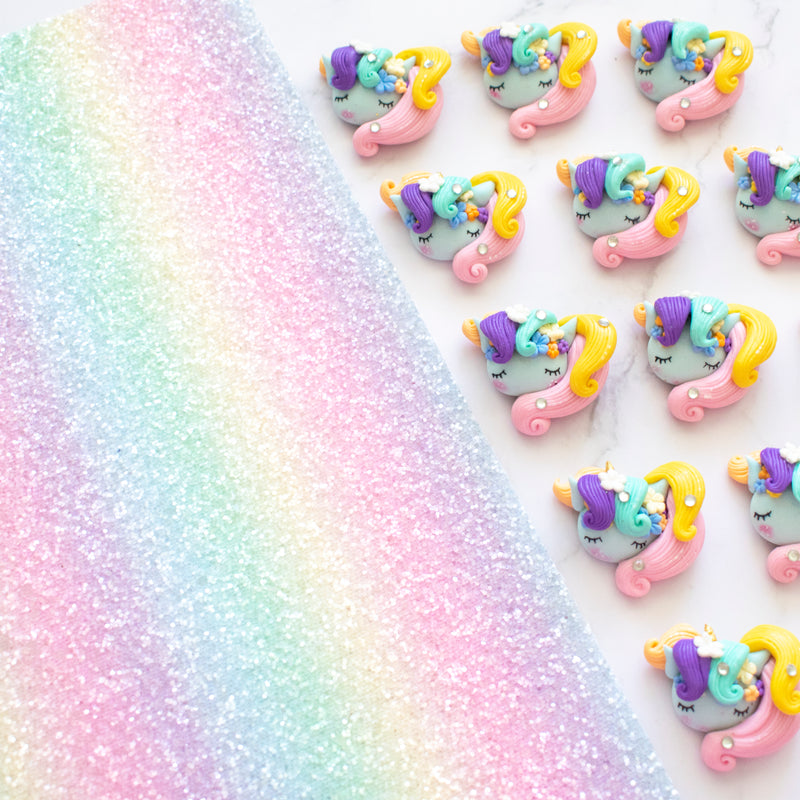 Pastel Rainbow Sleepy Unicorns - Handmade Flat Back Clay Embellishments