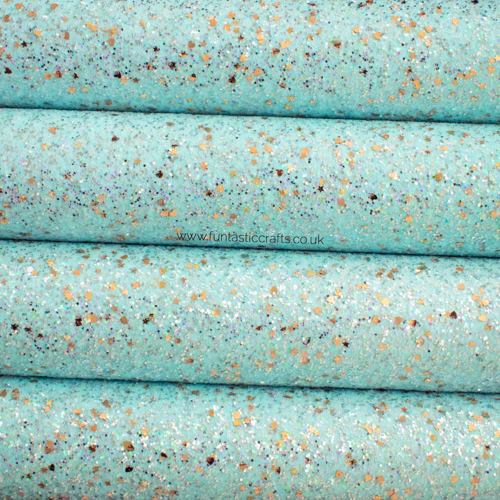 Aqua Pretty Pastels Chunky Glitter Fabric