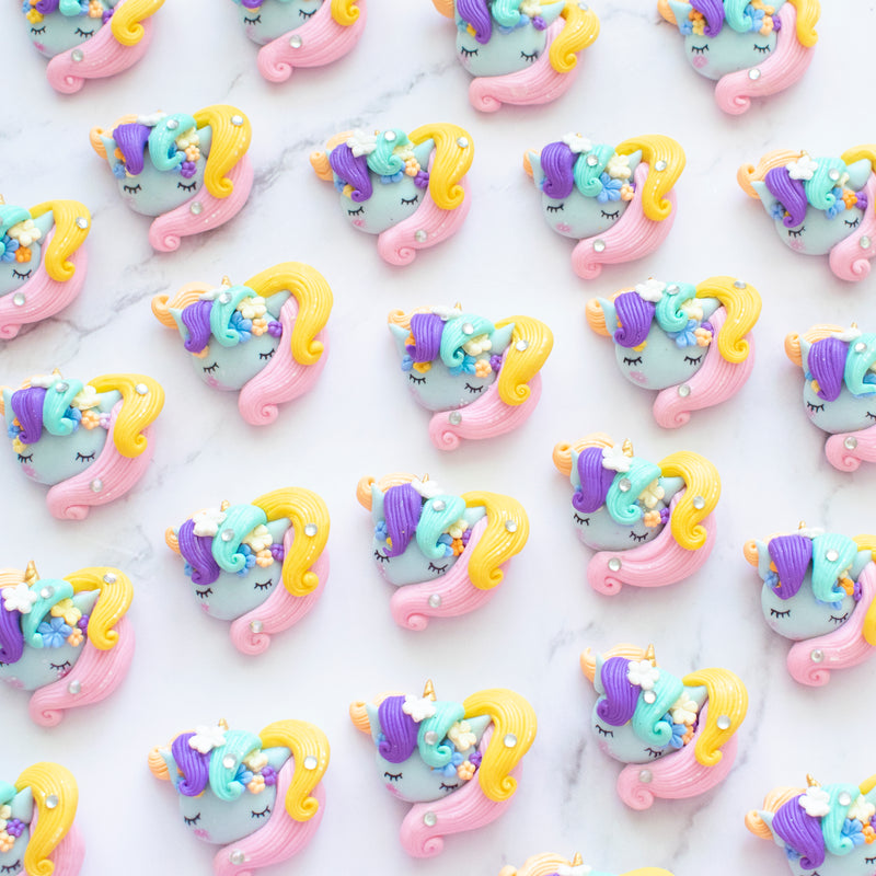 Pastel Rainbow Sleepy Unicorns - Handmade Flat Back Clay Embellishments