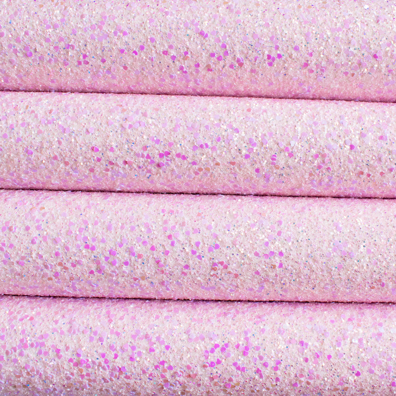 Baby Pink Sweetheart Chunky Glitter Fabric with Hearts