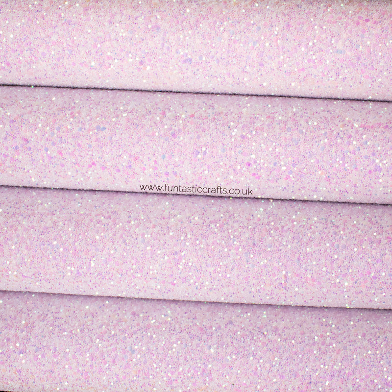 Iridescent Baby Pink Chunky Glitter Fabric
