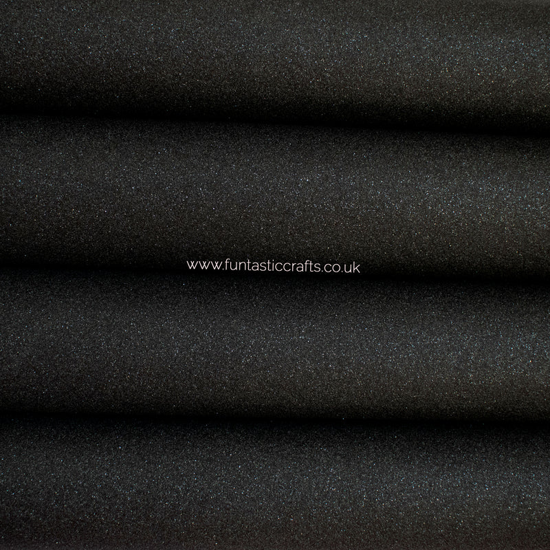 Glitter Faux Suede Fabric - Black