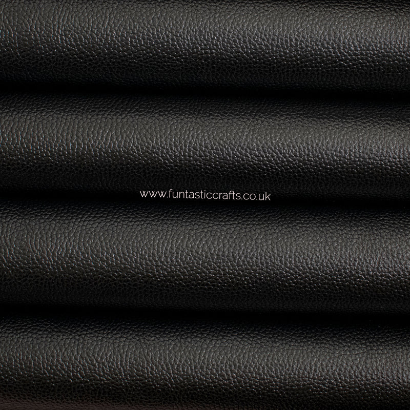 New Black Textured Metallic Leatherette Fabric