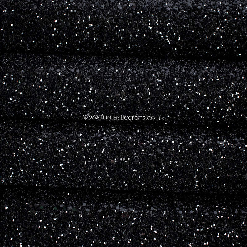 Black Chunky Glitter Fabric