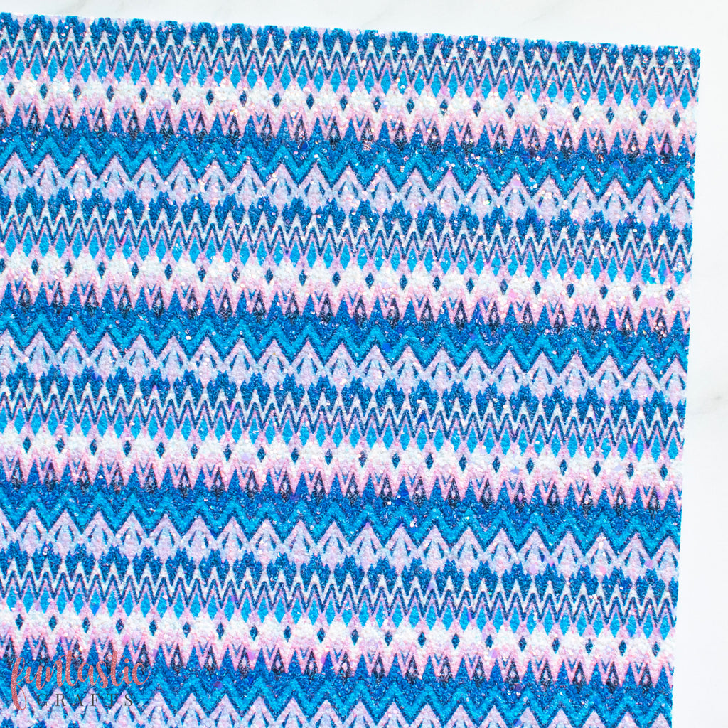 Blue Christmas Sweater Chunky Glitter Fabric