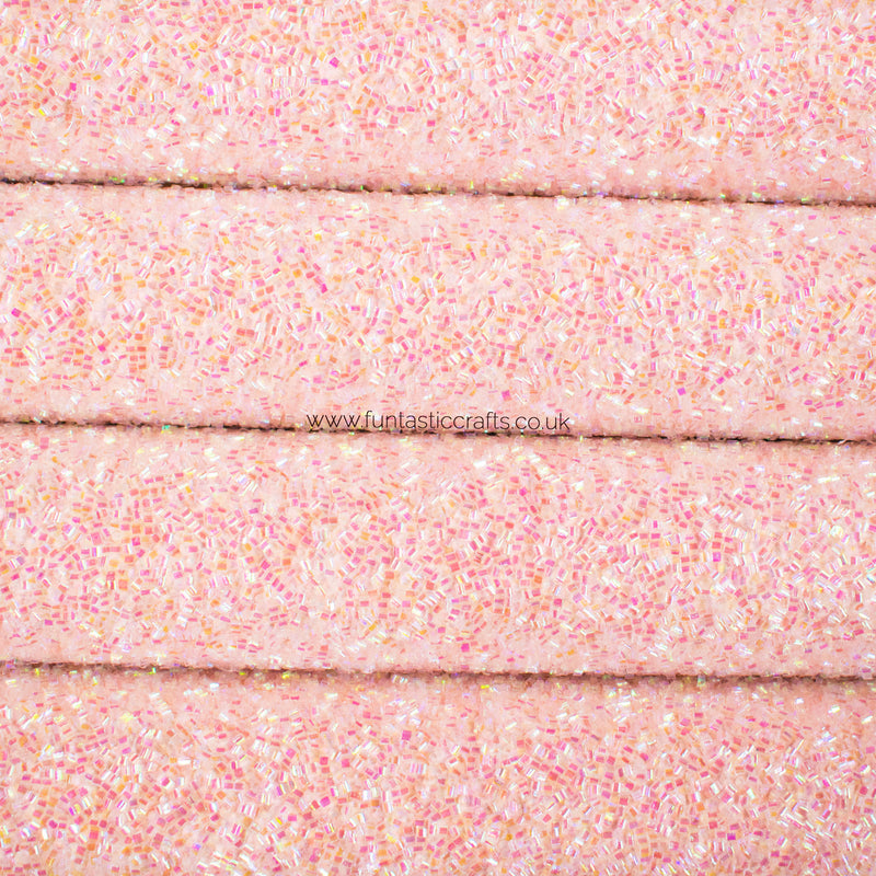 Blush Pink Candy Sprinkles - Beaded Chunky Glitter Fabric