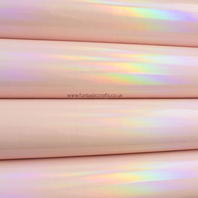 Holographic Patent Leatherette Fabric - Blush Pink