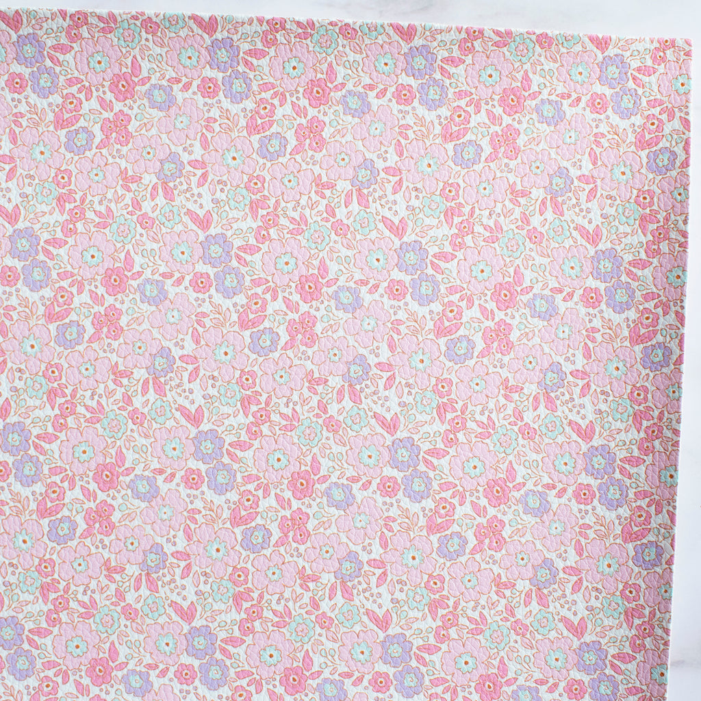 Blush Pink Floral Printed Leatherette