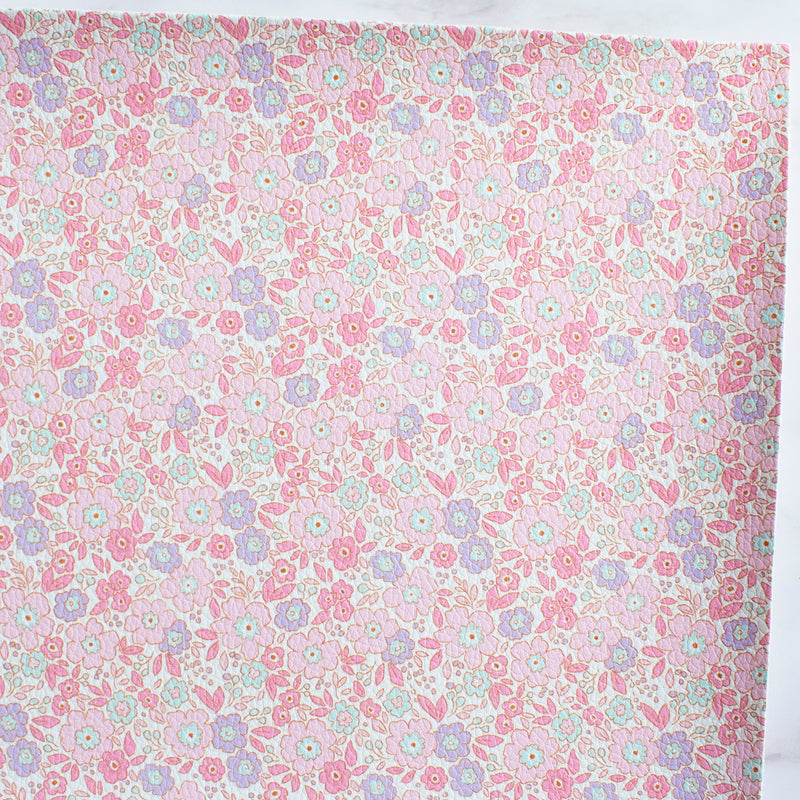 Blush Pink Floral Printed Leatherette