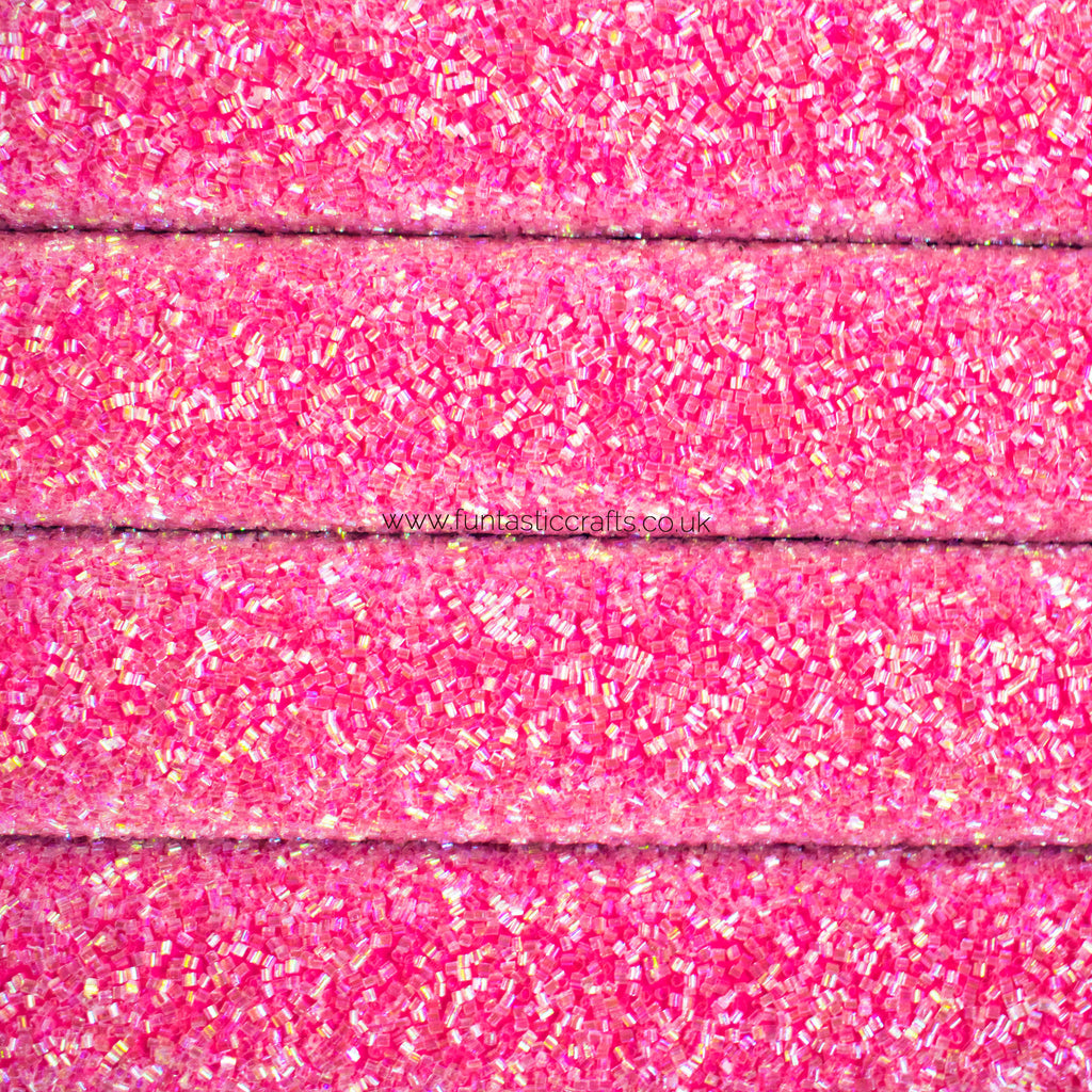 Bubblegum Pink Candy Sprinkles - Beaded Chunky Glitter Fabric