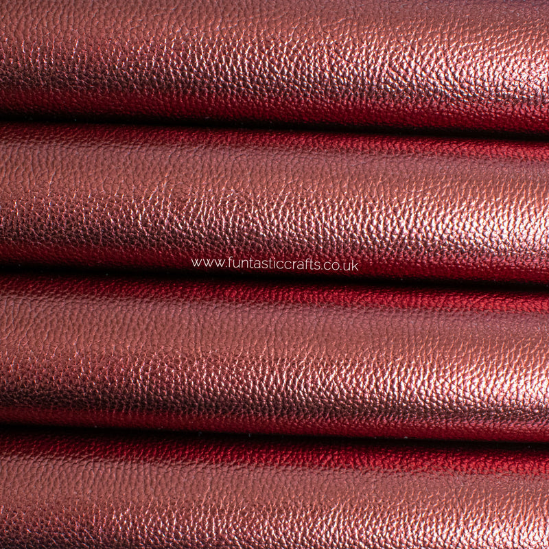 New Burgundy Textured Metallic Leatherette Fabric
