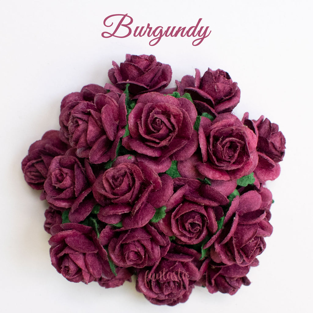 Burgundy Mulberry Paper Flowers Open Roses
