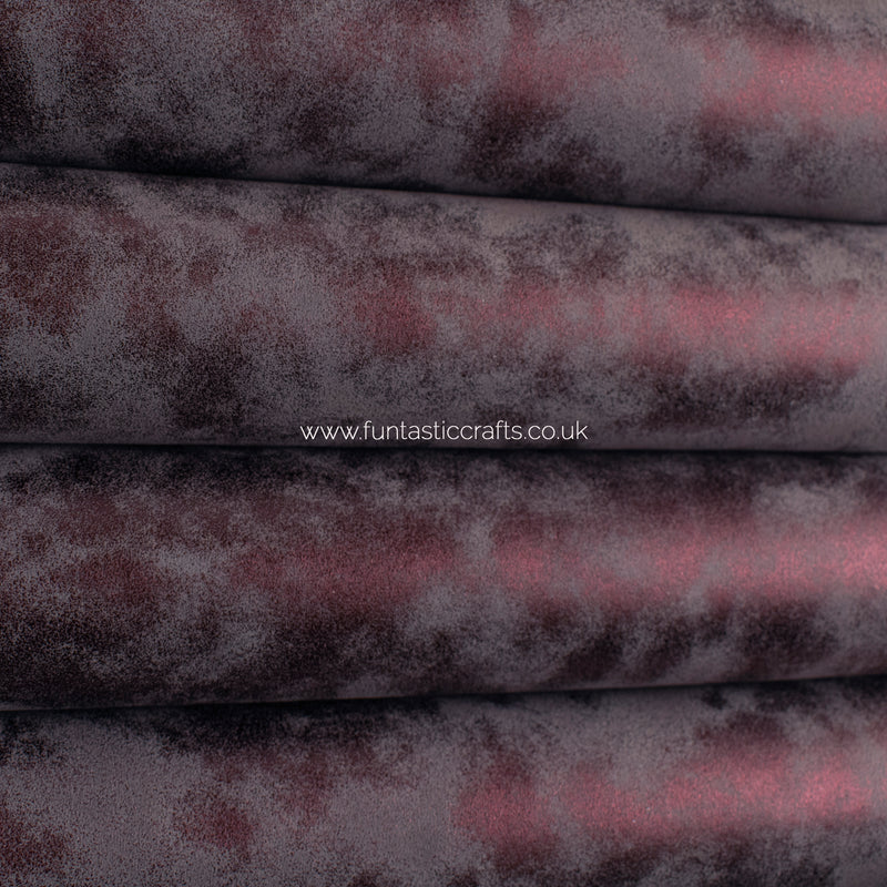 Burgundy Distressed Metallic Smooth Leatherette