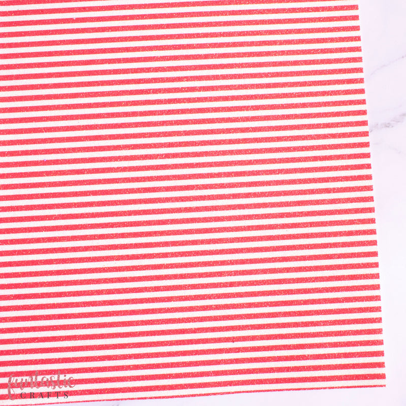 Red Candy Stripes Fine Glitter Fabric