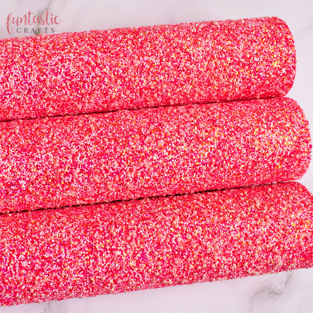 Candy Cane Kisses Chunky Glitter Fabric