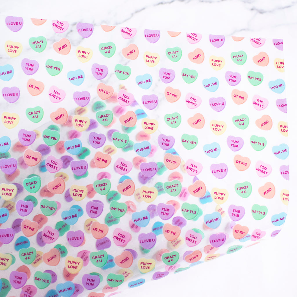 Candy Hearts Transparent Clear TPU Fabric