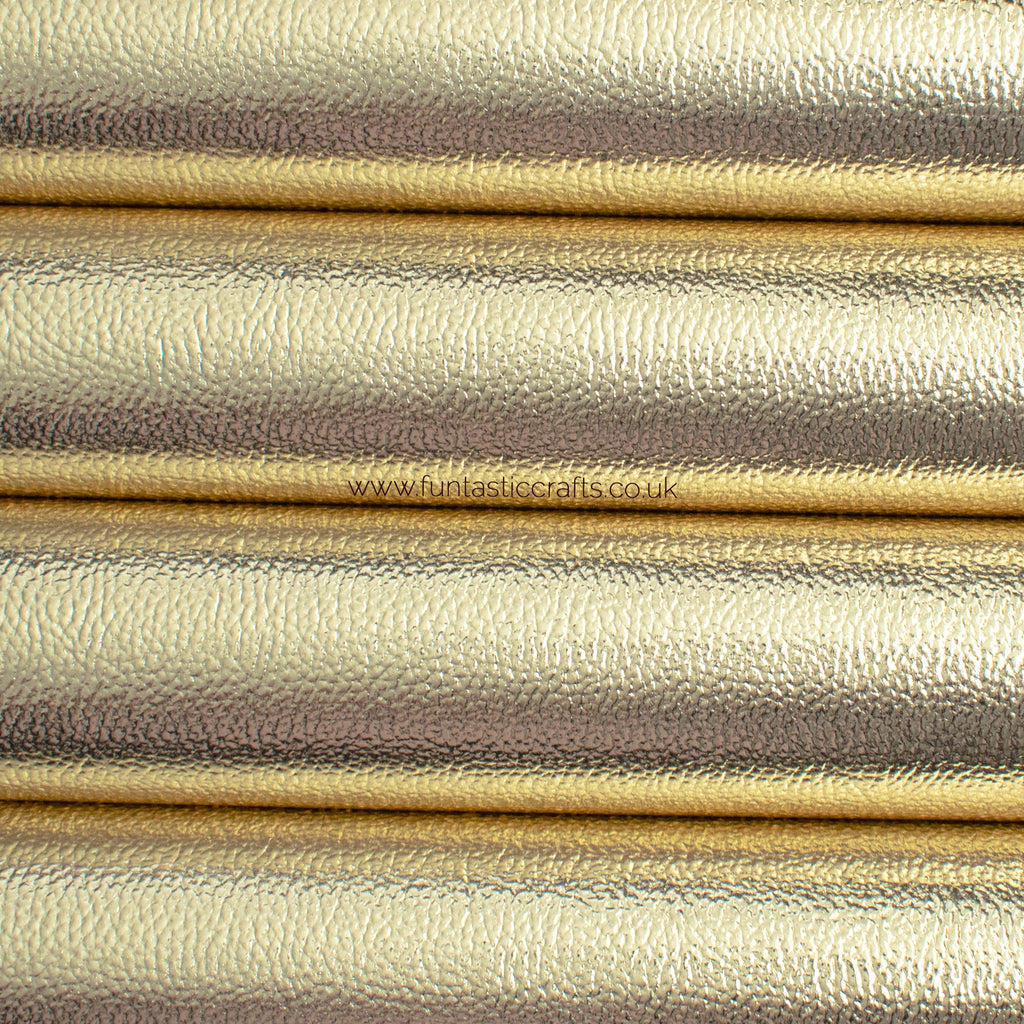 New Champagne Gold Textured Metallic Leatherette Fabric