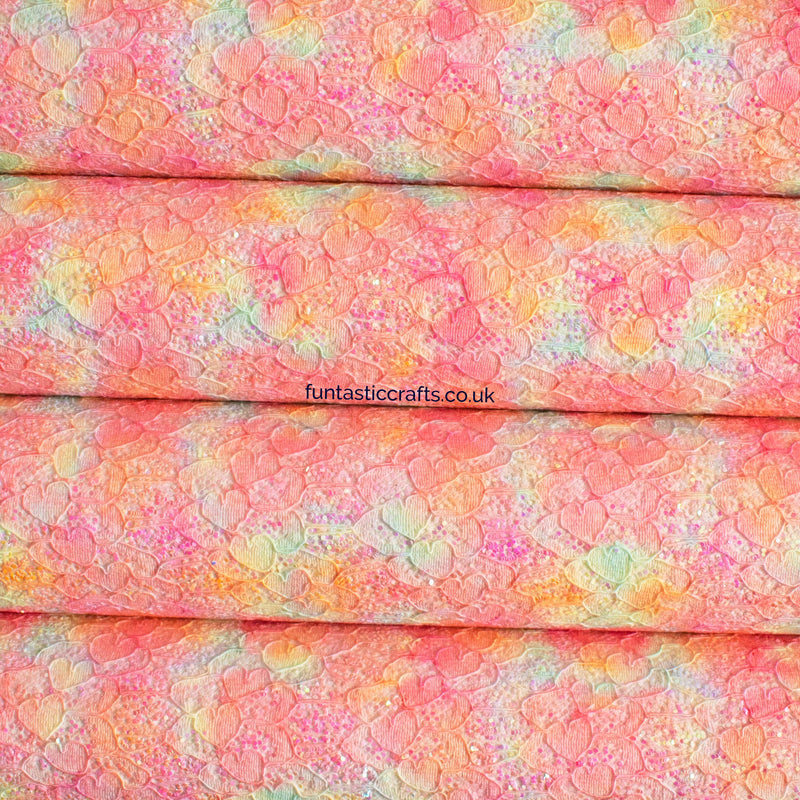 Iridescent Glitter Lace Fabric - Coral Blush