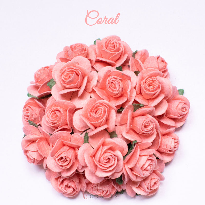 Coral Mulberry Paper Flowers Open Roses