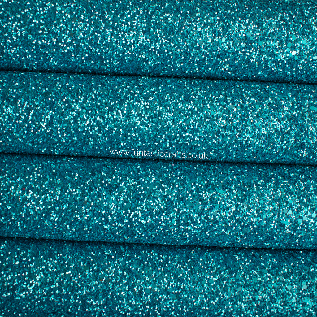 Matte Denim Blue Chunky Glitter Fabric