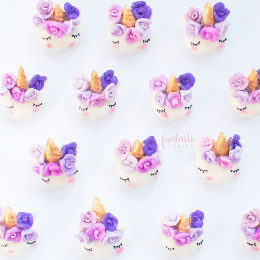 Lilac Floral Sleepy Unicorns - Handmade Flat Back Clay Embellishments