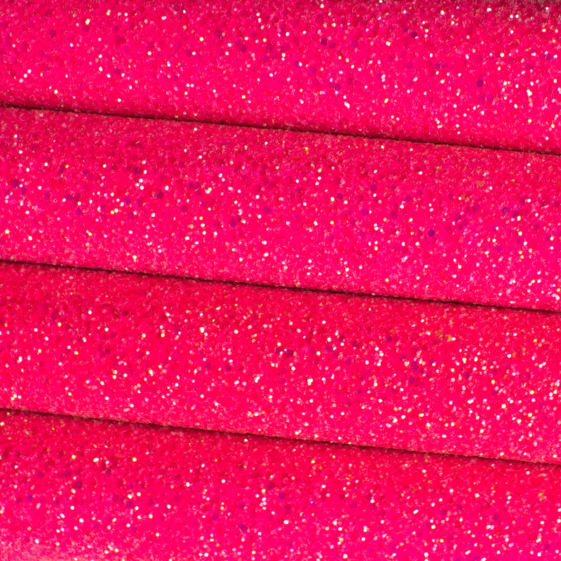 Neon Pink Iridescent Frosted Chunky Glitter Fabric