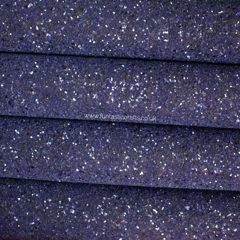 Frosted Navy Blue Chunky Glitter Fabric