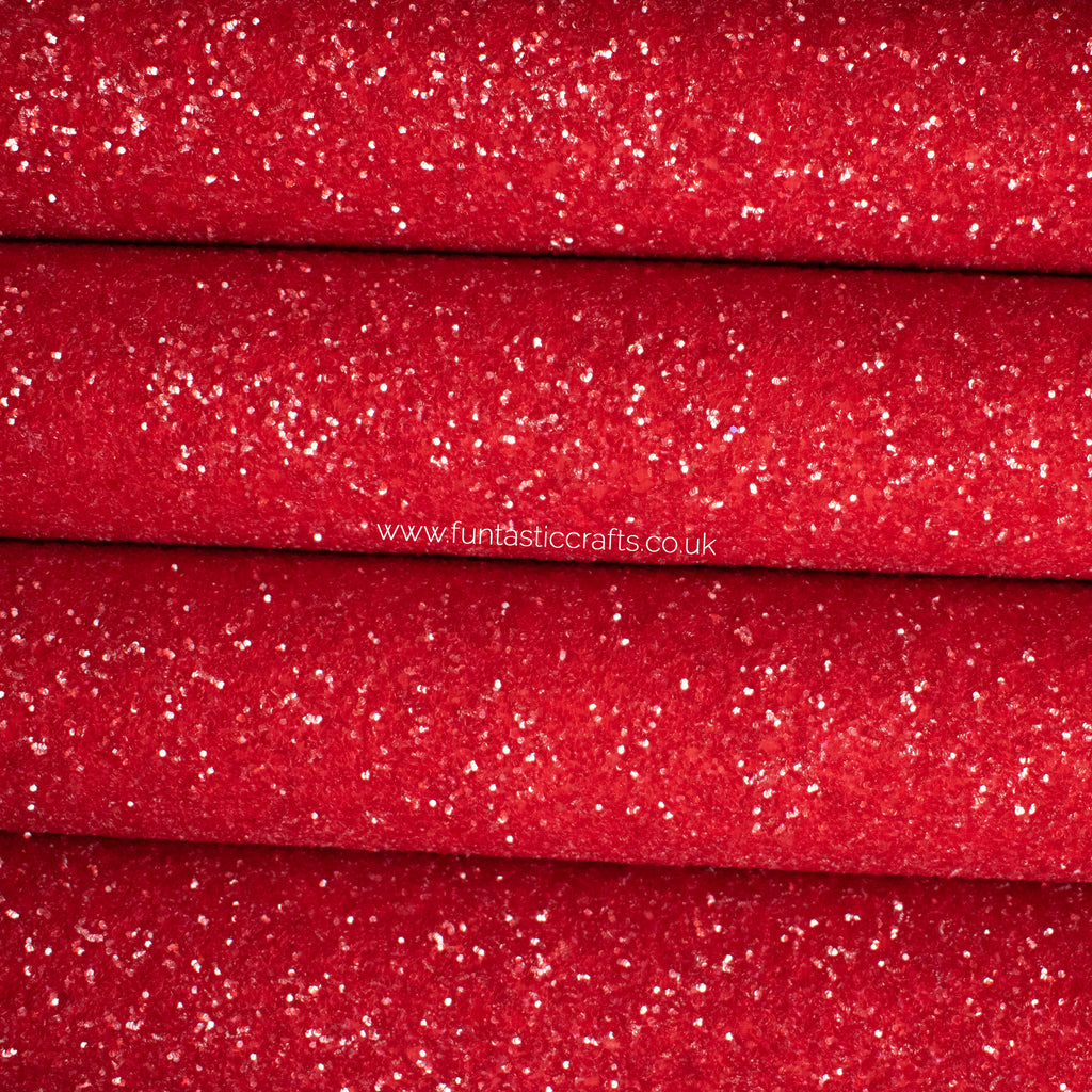 Frosted Red Chunky Glitter Fabric
