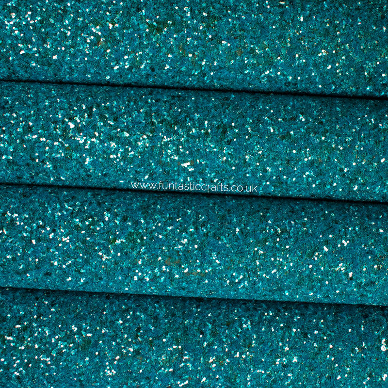 Frosted Teal Chunky Glitter Fabric