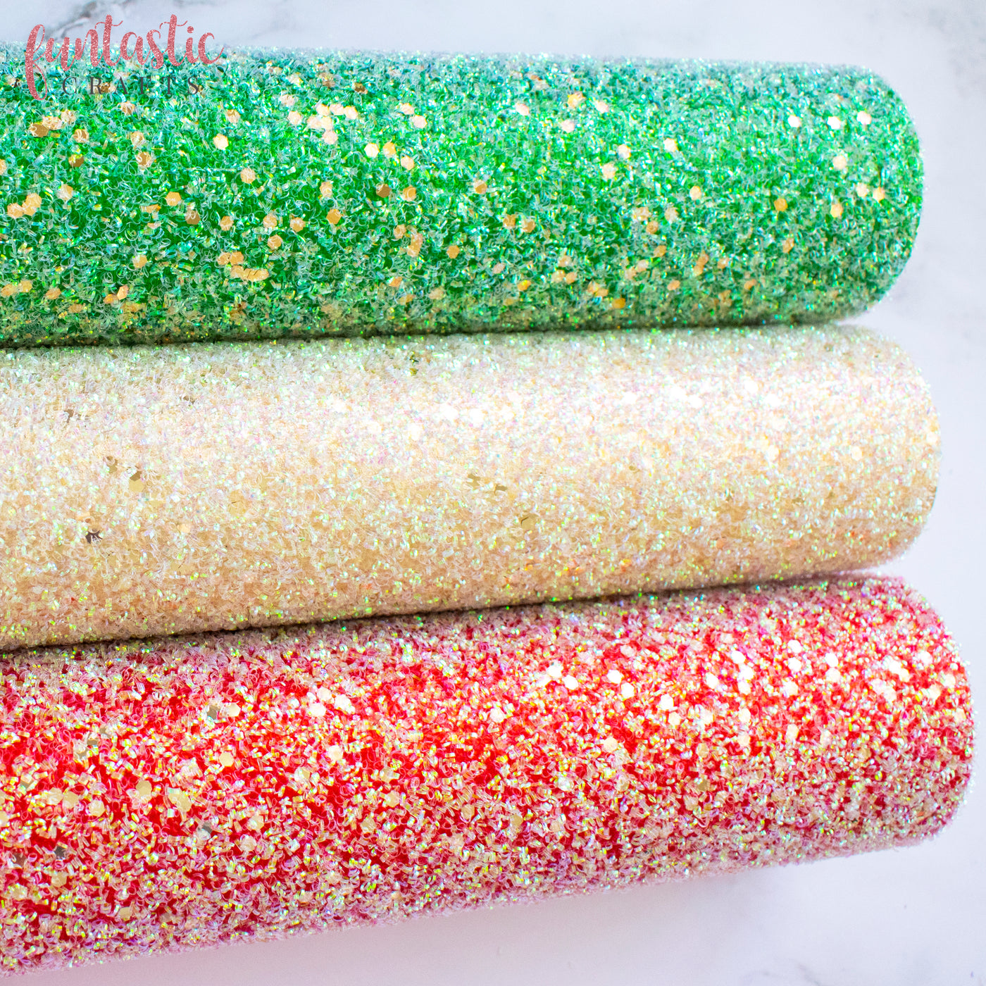 Iridescent Rainbow Chunky Glitter Fabric Sheets for Crafts & Bows