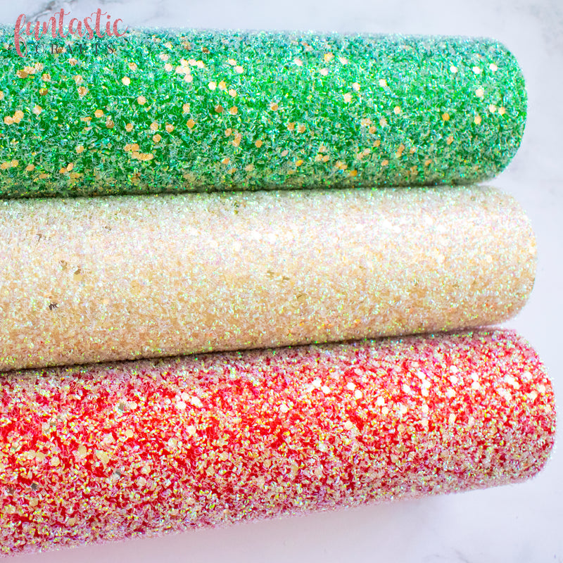 Chunky Glitter Fabric Sheets Iridescent White Ice