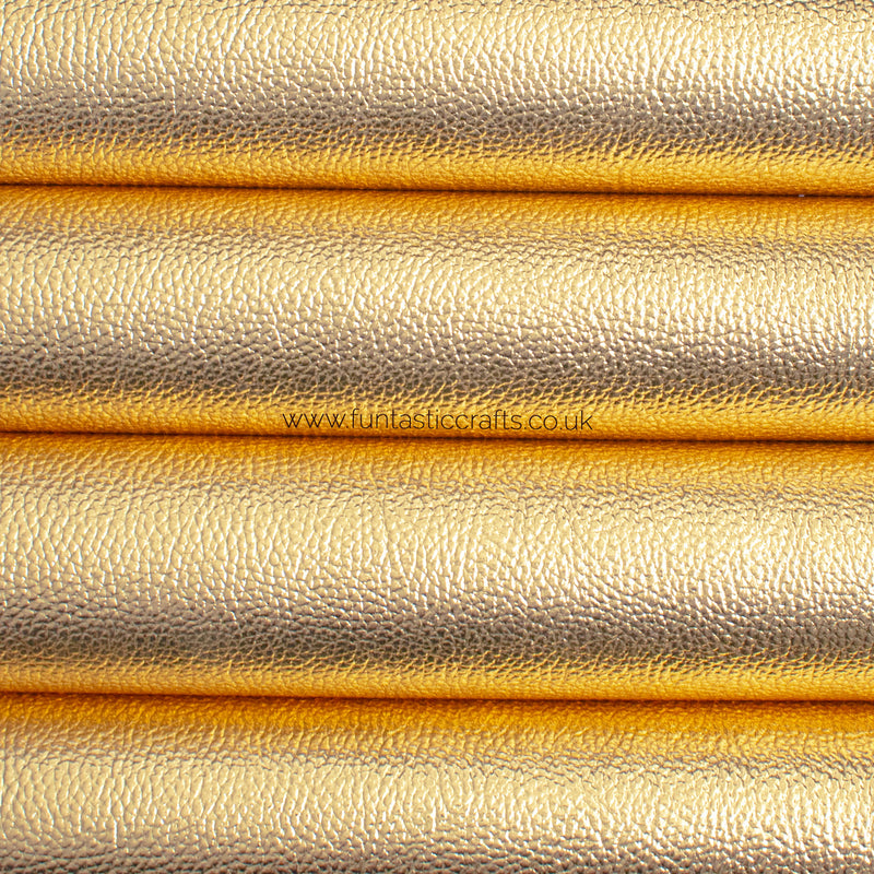 New Gold Textured Metallic Leatherette Fabric