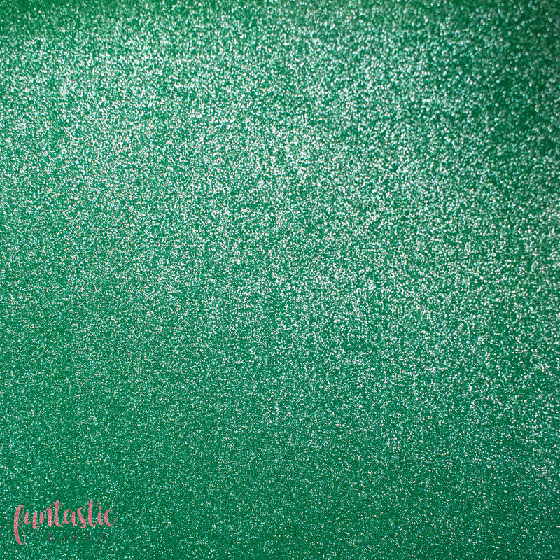 Green with Silver Glitter 100% Cotton Christmas Fabric
