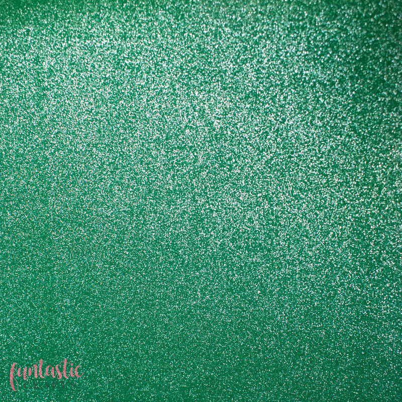 Green with Silver Glitter 100% Cotton Christmas Fabric