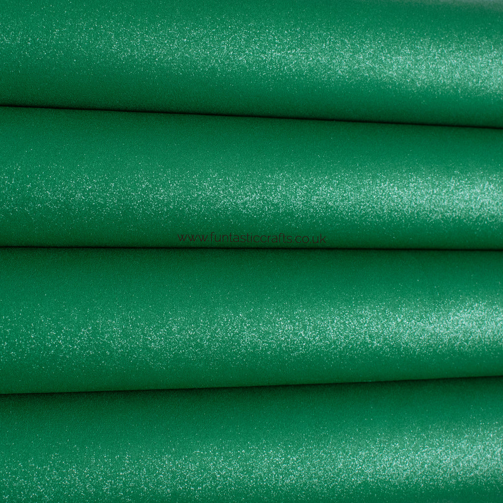 Emerald Green Glitter Faux Suede Fabric