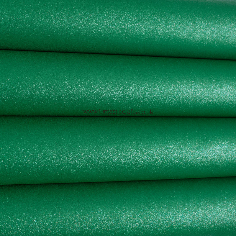 Emerald Green Glitter Faux Suede Fabric