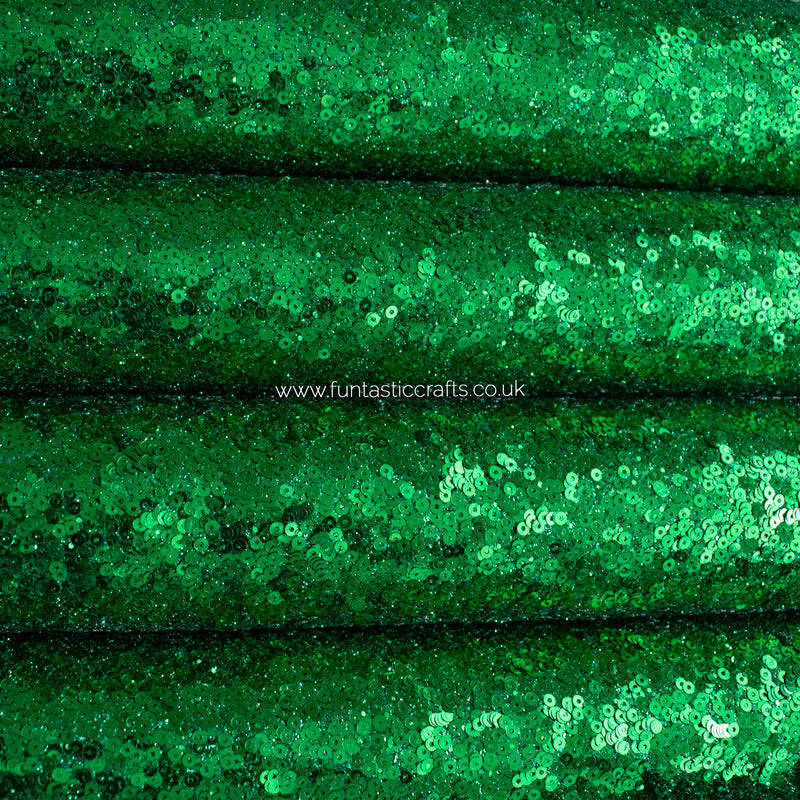 Emerald Green Sequins Christmas Chunky Glitter Fabric