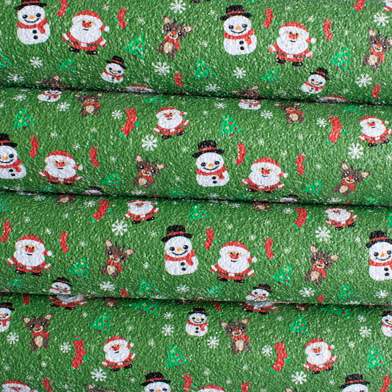 Green Santa - Christmas Chunky Glitter Fabric