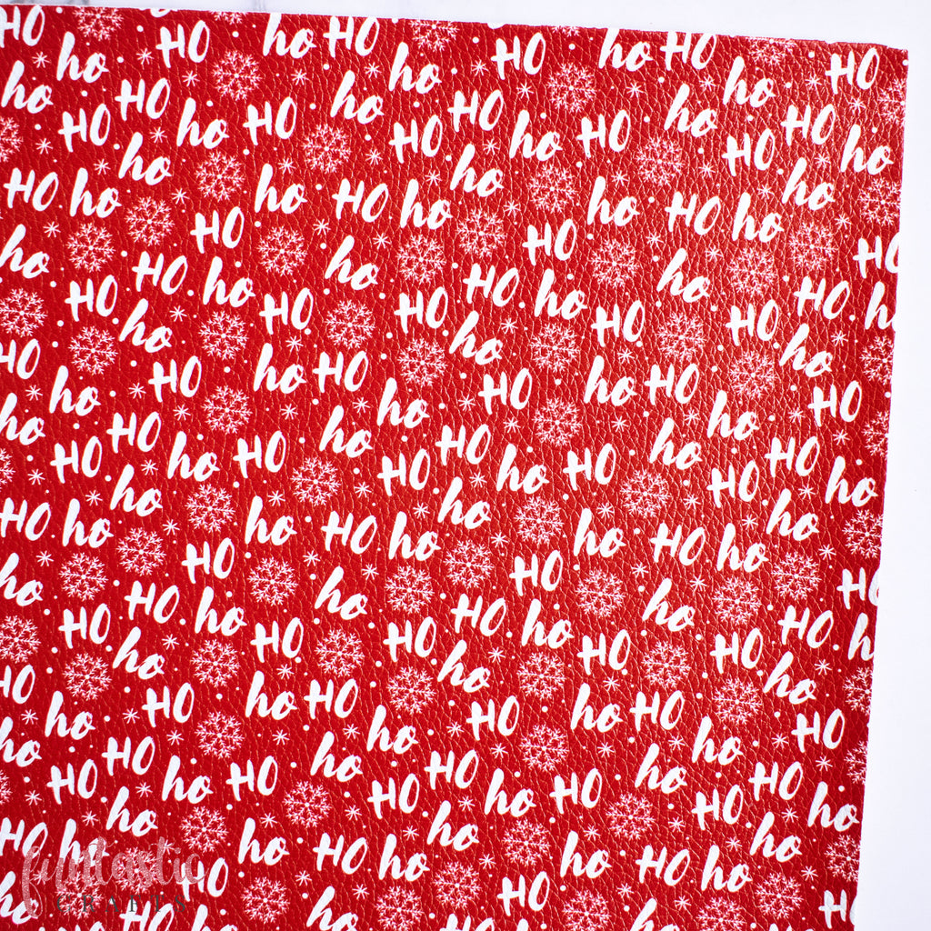 Ho Ho Ho on Red Christmas Printed Leatherette
